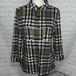 Polly & Esther - green Navy - Plaid Button up - L